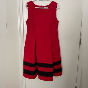 Calvin Klein Red and Black Stripped Dress